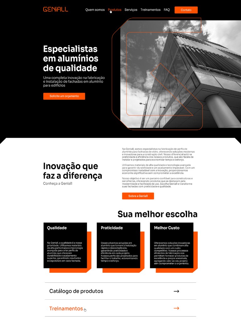 Preview de site com foco em serviços